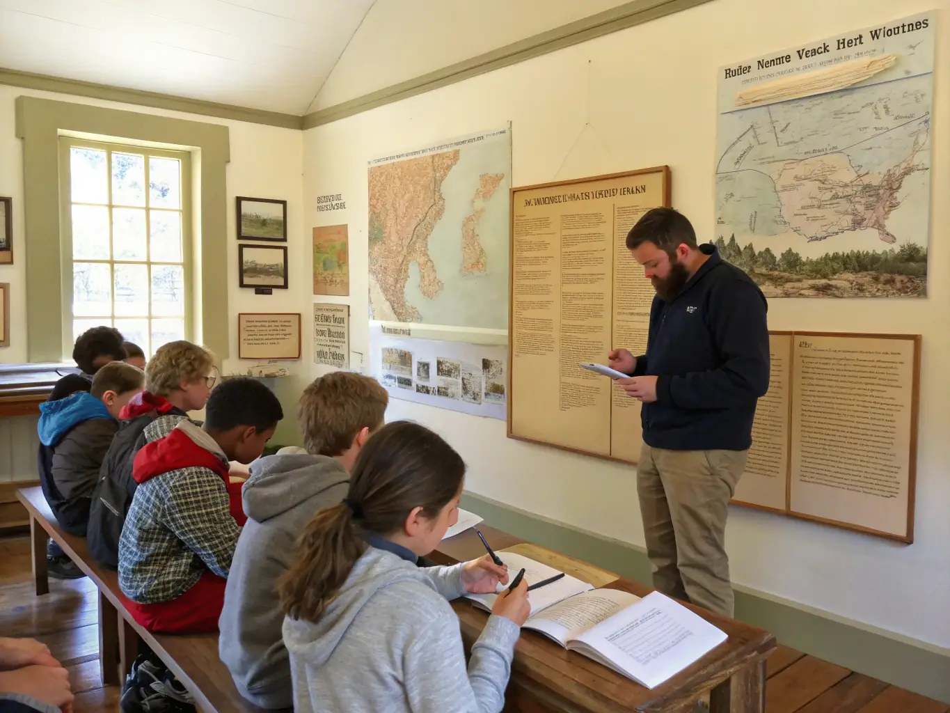 A photograph showing children participating in an educational workshop about local history, organized by ASSO SAUVEGAR VALORISAT PATRMO MONTGUYON.